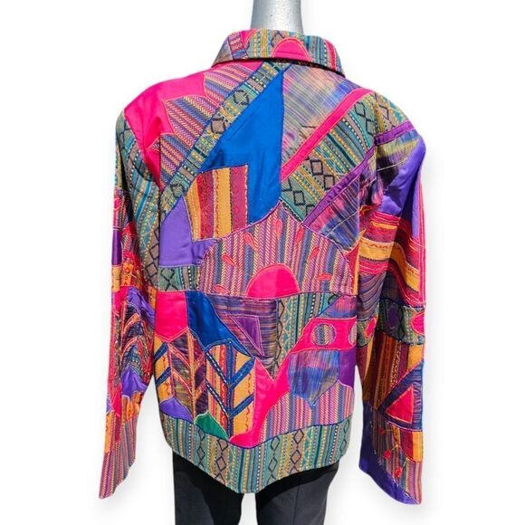 Shannon Anthony Vintage Embroidered Beaded Colourful Patchwork Jacket XLarge - Picture 9 of 11